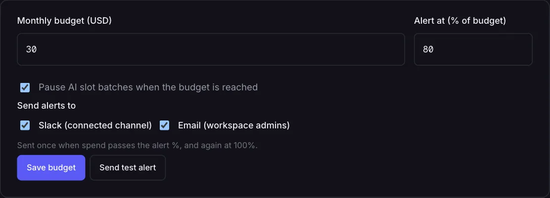 Budget and alerts