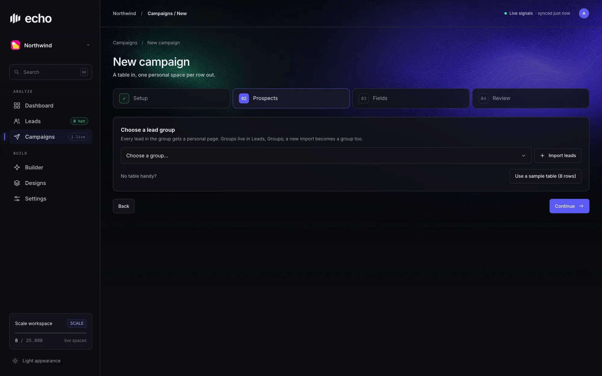 Campaign wizard, step 2
